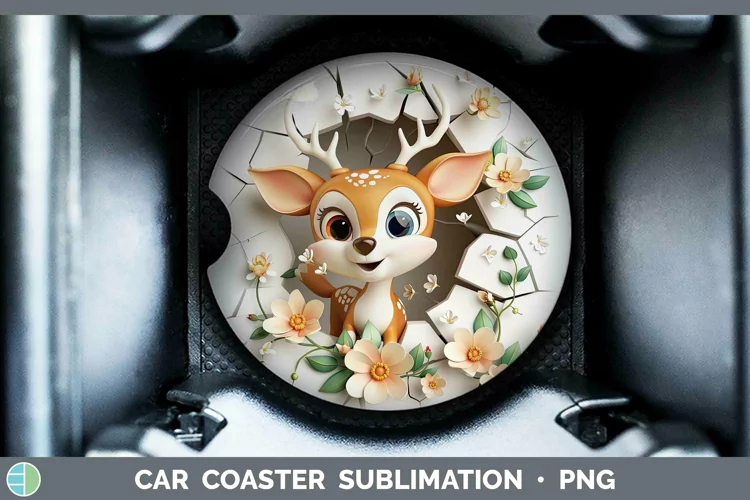 3D Hole in the Wall Deer Car Coaster Sublimation Coaster Des