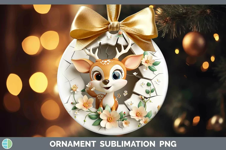 3D Hole in the Wall Deer Ornament Sublimation Bauble Designs