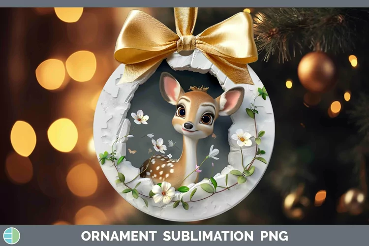 3D Hole in the Wall Deer Ornament Sublimation Bauble Designs