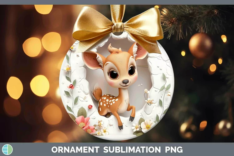 3D Hole in the Wall Deer Ornament Sublimation Bauble Designs