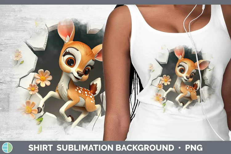 3D Hole in the Wall Deer Shirt Sublimation Sublimation Backg
