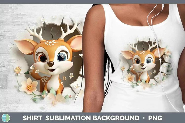 3D Hole in the Wall Deer Shirt Sublimation Sublimation Backg