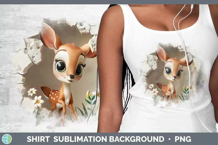 3D Hole in the Wall Deer Shirt Sublimation Sublimation Backg