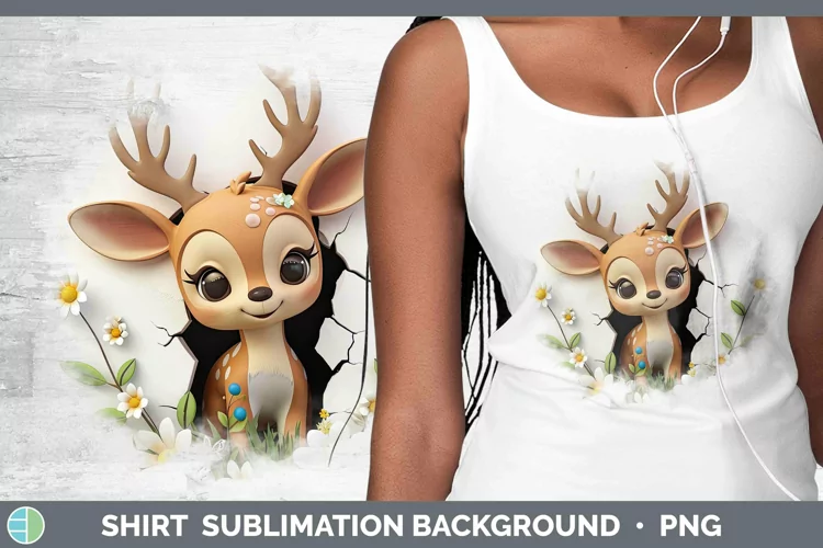 3D Hole in the Wall Deer Shirt Sublimation Sublimation Backg