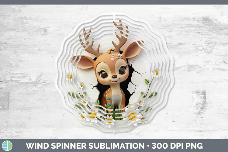 3D Hole in the Wall Deer Wind Spinner Sublimation Spinner De
