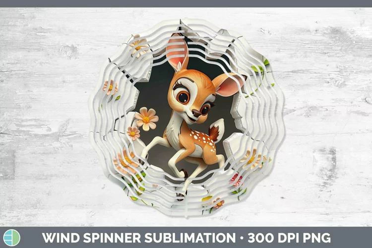 3D Hole in the Wall Deer Wind Spinner Sublimation Spinner De