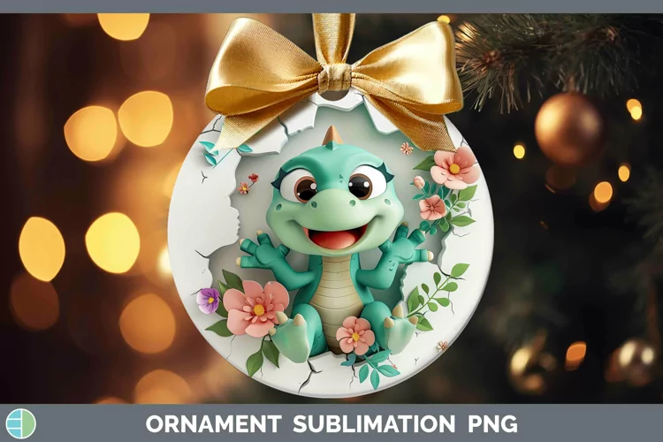 3D Hole in the Wall Dragon Ornament Sublimation Bauble Desig