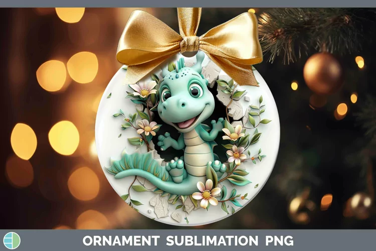 3D Hole in the Wall Dragon Ornament Sublimation Bauble Desig