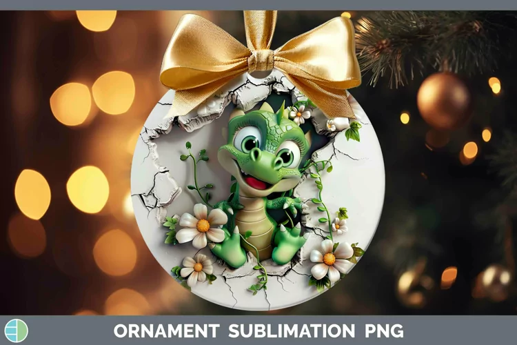 3D Hole in the Wall Dragon Ornament Sublimation Bauble Desig