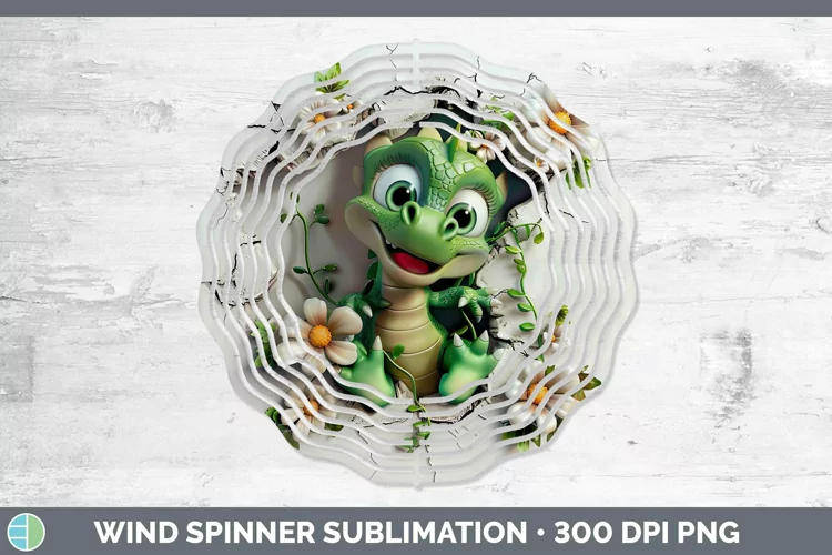 3D Hole in the Wall Dragon Wind Spinner Sublimation Spinner