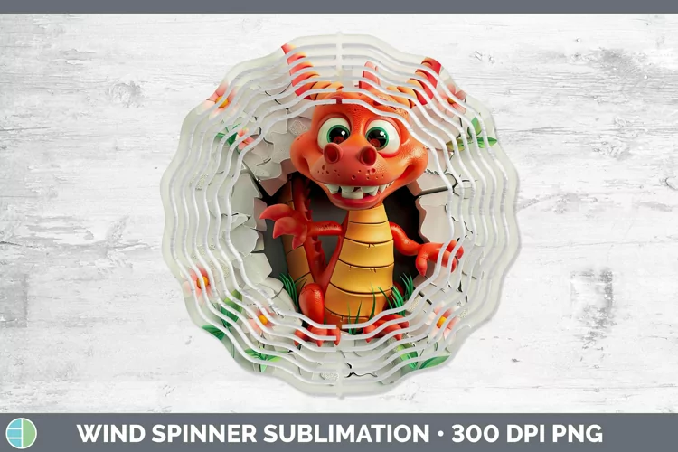 3D Hole in the Wall Dragon Wind Spinner Sublimation Spinner
