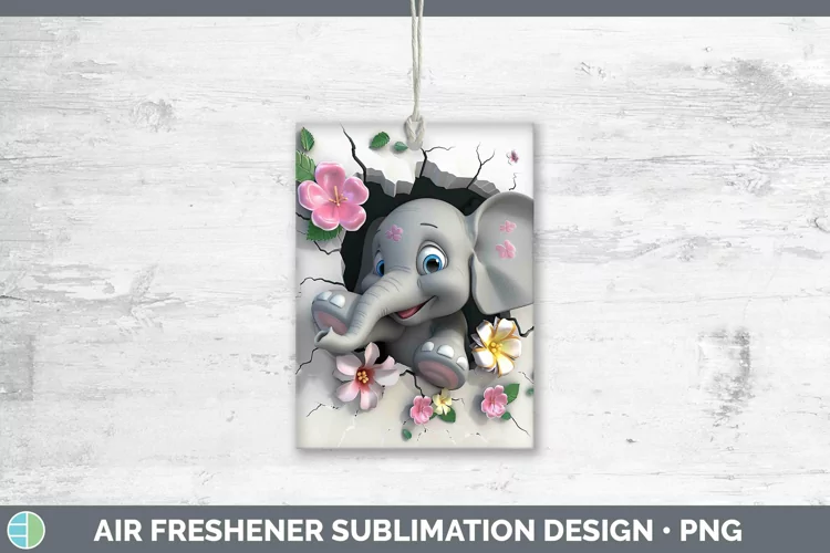 3D Hole in the Wall Elephant Air Freshener Sublimation Car F