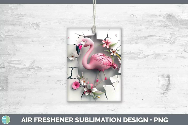 3D Hole in the Wall Flamingo Air Freshener Sublimation Car F