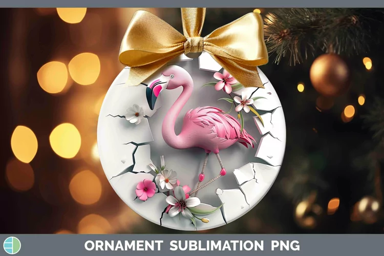 3D Hole in the Wall Flamingo Ornament Sublimation Bauble Des
