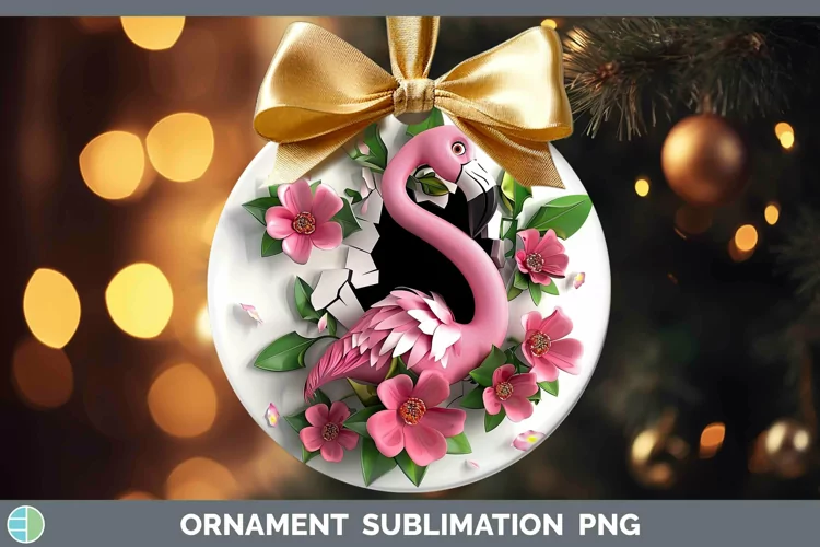 3D Hole in the Wall Flamingo Ornament Sublimation Bauble Des