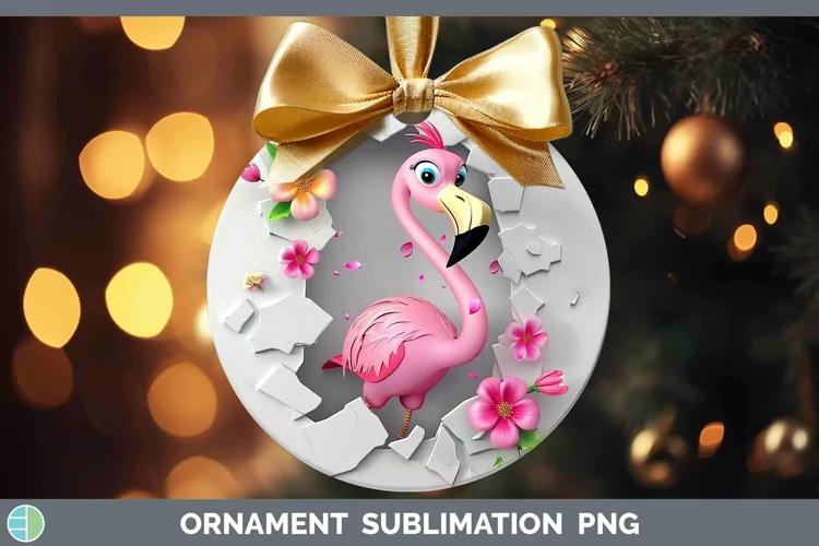 3D Hole in the Wall Flamingo Ornament Sublimation Bauble Des
