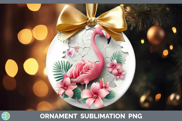 3D Hole in the Wall Flamingo Ornament Sublimation Bauble Des