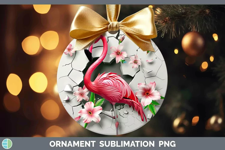 3D Hole in the Wall Flamingo Ornament Sublimation Bauble Des