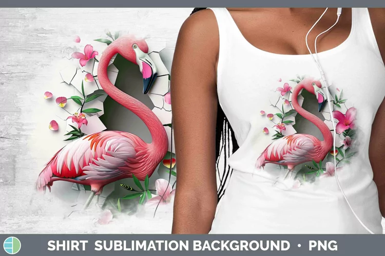 3D Hole in the Wall Flamingo Shirt Sublimation Sublimation B