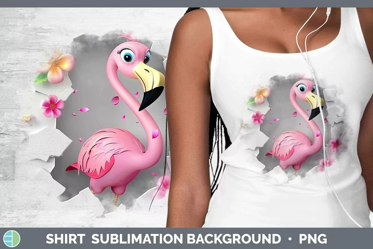 3D Hole in the Wall Flamingo Shirt Sublimation Sublimation B