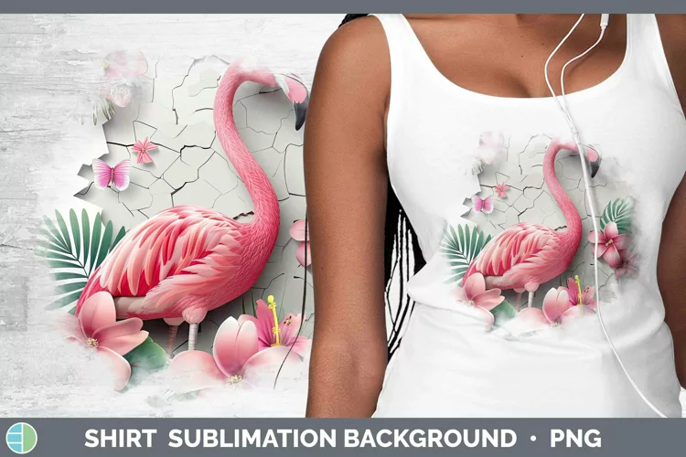 3D Hole in the Wall Flamingo Shirt Sublimation Sublimation B