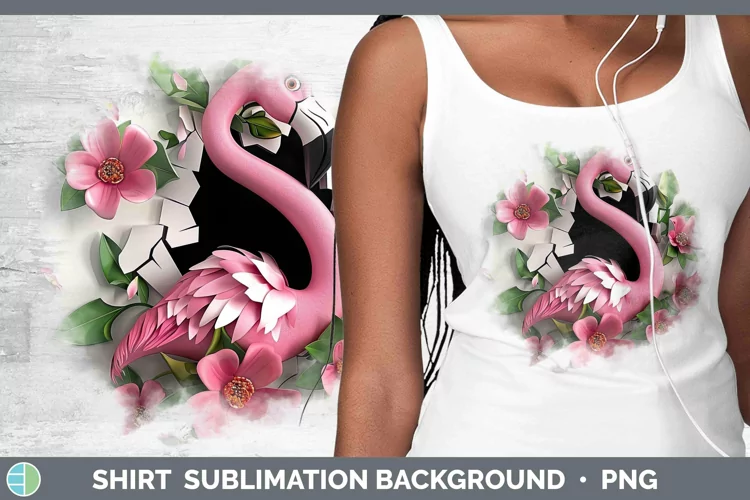 3D Hole in the Wall Flamingo Shirt Sublimation Sublimation B