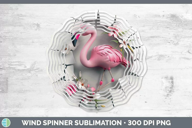 3D Hole in the Wall Flamingo Wind Spinner Sublimation Spinne