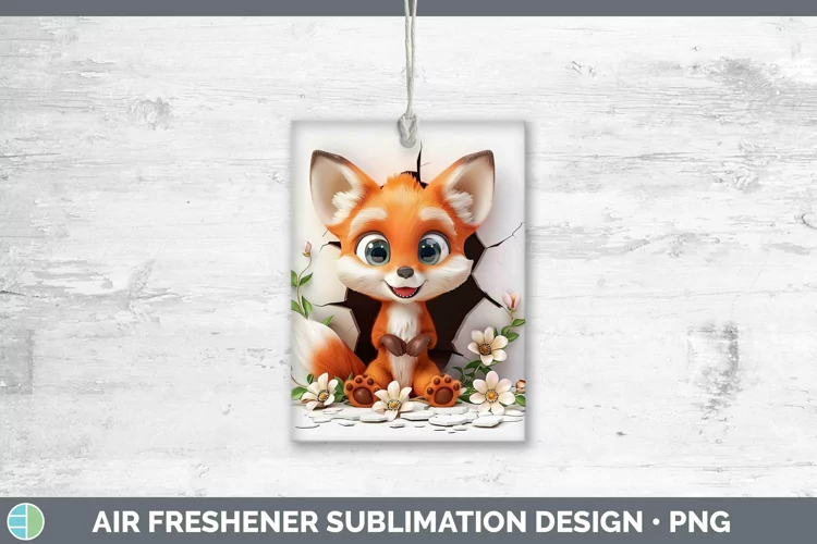 3D Hole in the Wall Fox Air Freshener Sublimation Car Freshe