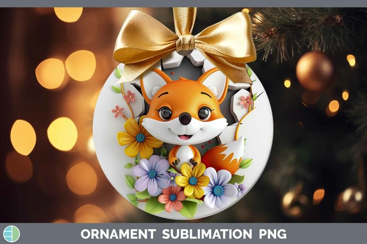 3D Hole in the Wall Fox Ornament Sublimation Bauble Designs