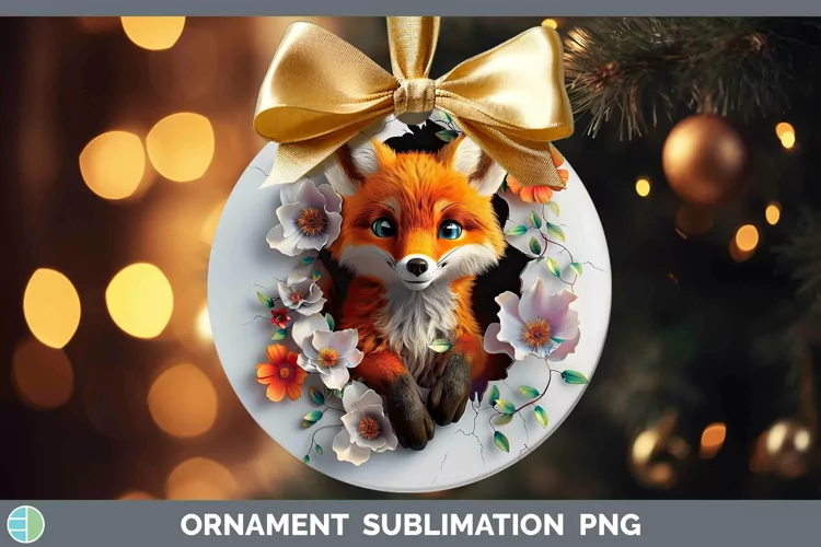 3D Hole in the Wall Fox Ornament Sublimation Bauble Designs