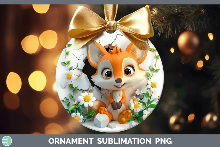 3D Hole in the Wall Fox Ornament Sublimation Bauble Designs