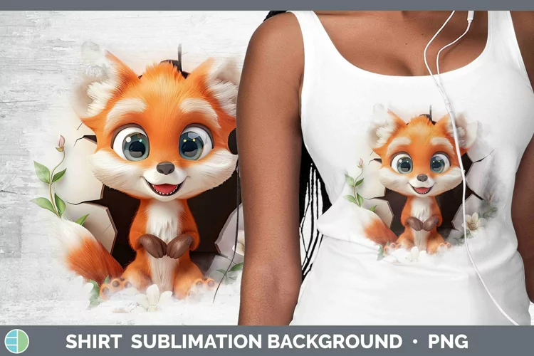 3D Hole in the Wall Fox Shirt Sublimation Sublimation Backgr