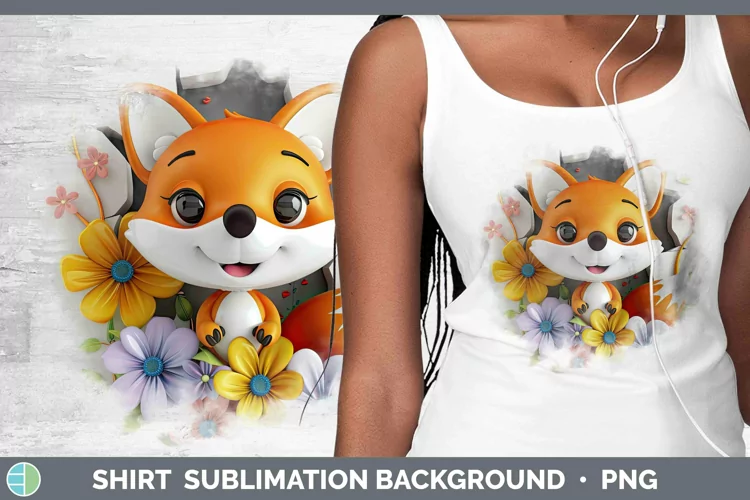 3D Hole in the Wall Fox Shirt Sublimation Sublimation Backgr