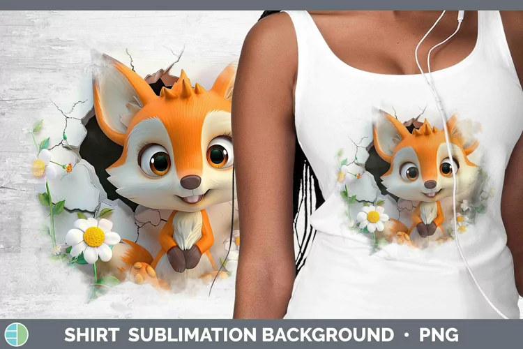 3D Hole in the Wall Fox Shirt Sublimation Sublimation Backgr