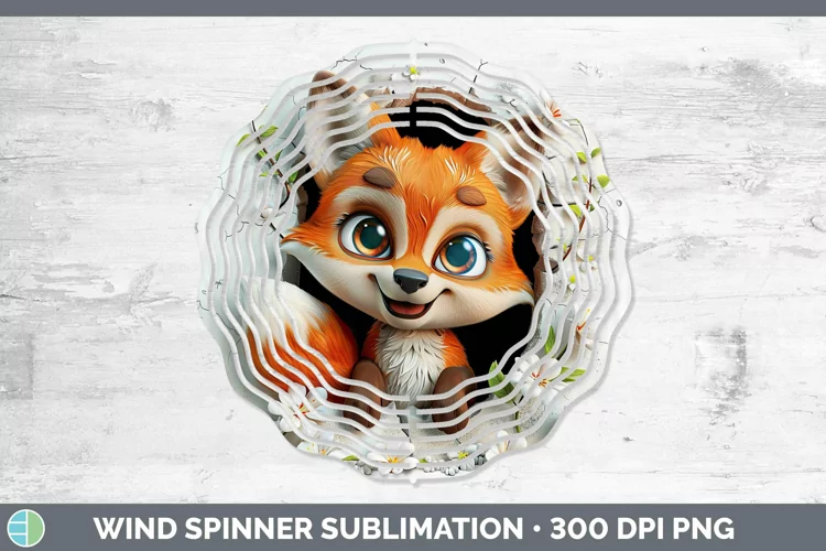 3D Hole in the Wall Fox Wind Spinner Sublimation Spinner Des