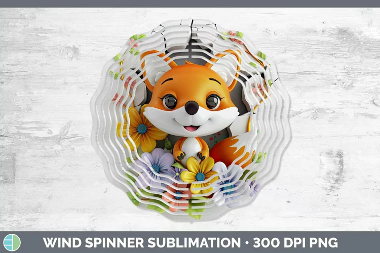 3D Hole in the Wall Fox Wind Spinner Sublimation Spinner Des
