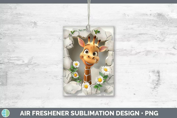 3D Hole in the Wall Giraffe Air Freshener Sublimation Car Fr