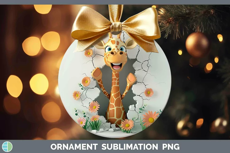 3D Hole in the Wall Giraffe Ornament Sublimation Bauble Desi