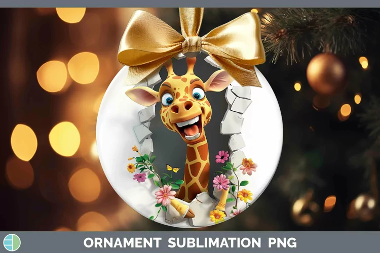 3D Hole in the Wall Giraffe Ornament Sublimation Bauble Desi