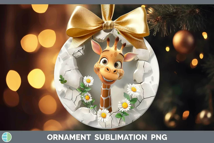 3D Hole in the Wall Giraffe Ornament Sublimation Bauble Desi