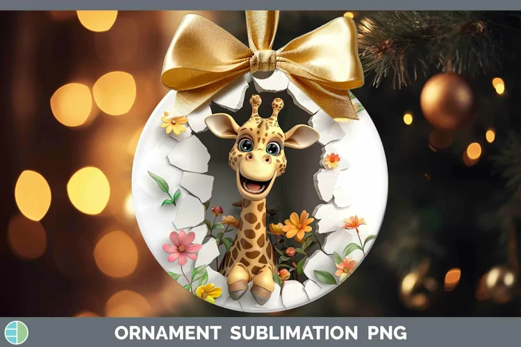 3D Hole in the Wall Giraffe Ornament Sublimation Bauble Desi