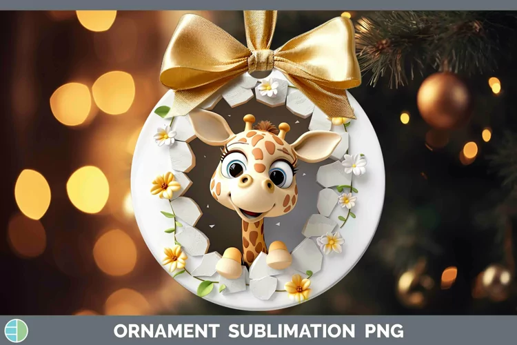 3D Hole in the Wall Giraffe Ornament Sublimation Bauble Desi