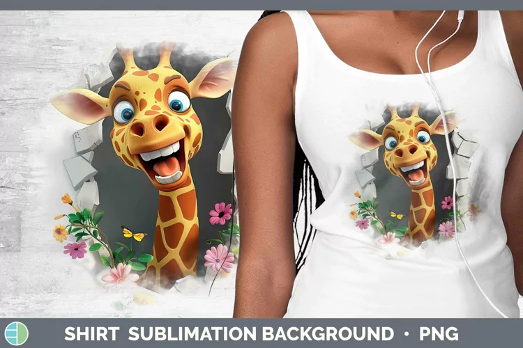 3D Hole in the Wall Giraffe Shirt Sublimation Sublimation Ba