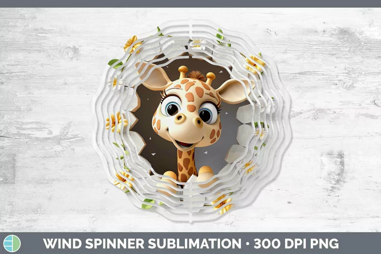 3D Hole in the Wall Giraffe Wind Spinner Sublimation Spinner
