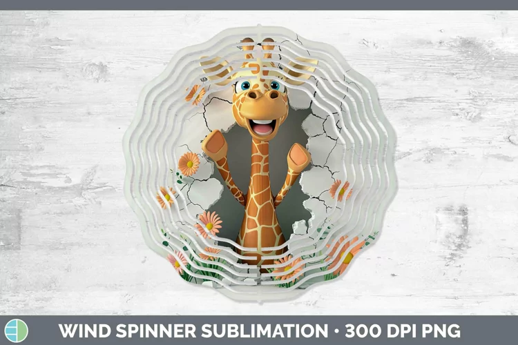 3D Hole in the Wall Giraffe Wind Spinner Sublimation Spinner