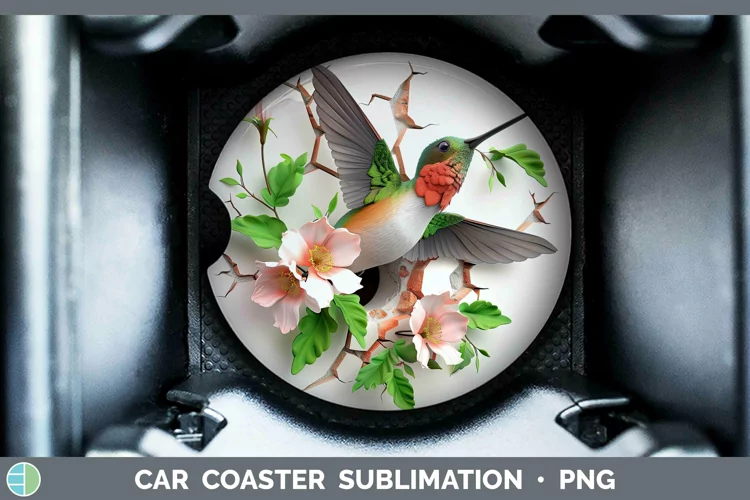 3D Hole in the Wall Hummingbird Car Coaster | Sublimation Co