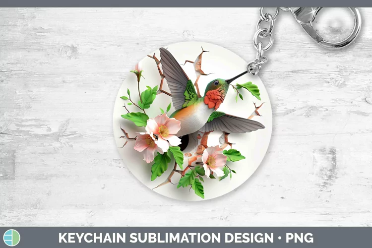 3D Hole in the Wall Hummingbird Keychain | Sublimation Keyri