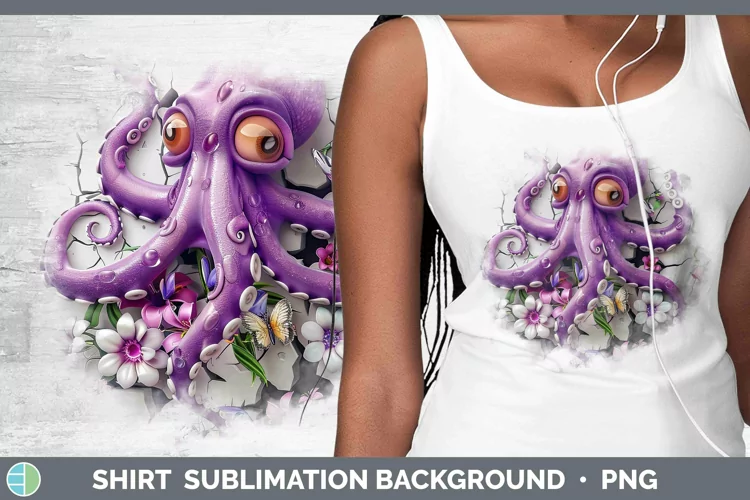 3D Hole in the Wall Octopus Shirt Sublimation Sublimation Ba