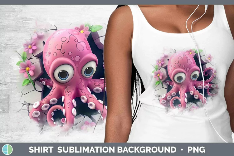 3D Hole in the Wall Octopus Shirt Sublimation Sublimation Ba