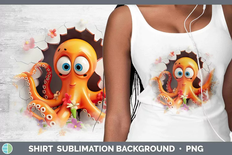 3D Hole in the Wall Octopus Shirt Sublimation Sublimation Ba